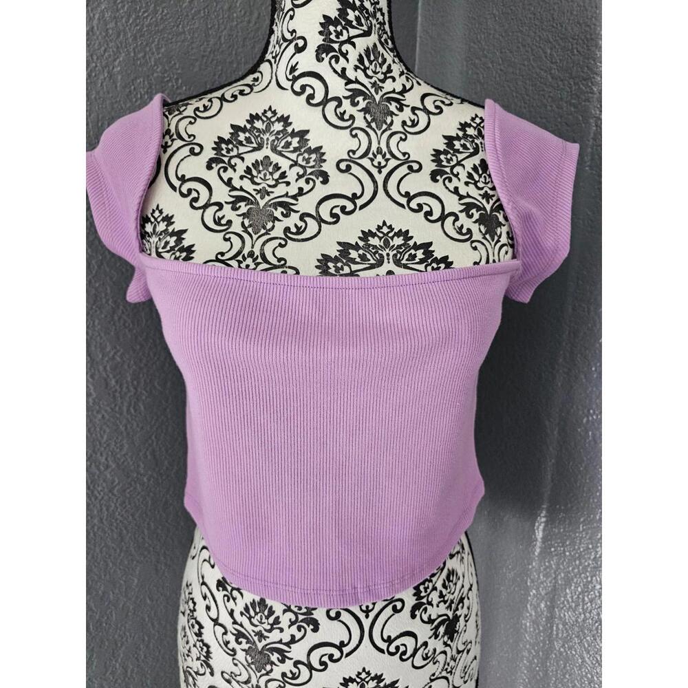 BNWT New Women's Rusttydustty Cropped Top Blouse Size X Large Jr Purple Striped